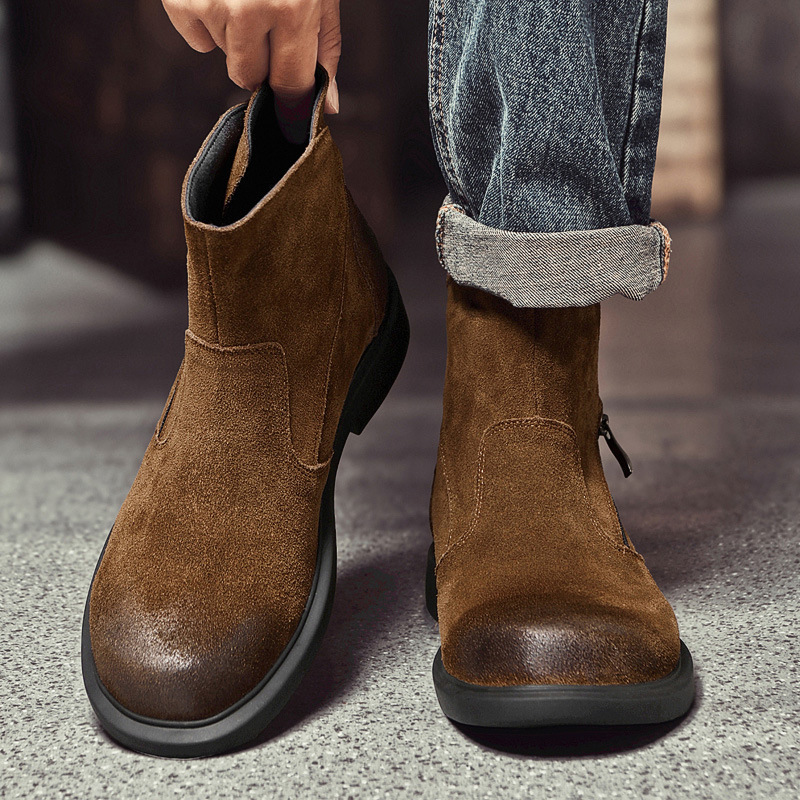 Vintage Outdoor Fashion - Vintage Cow Suede Mens Chelsea Boots