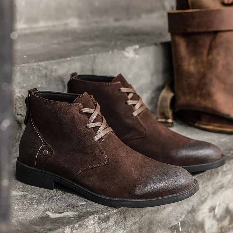 Vintage Fashion Boots - New Cow Suede Ankle Boots Handmade