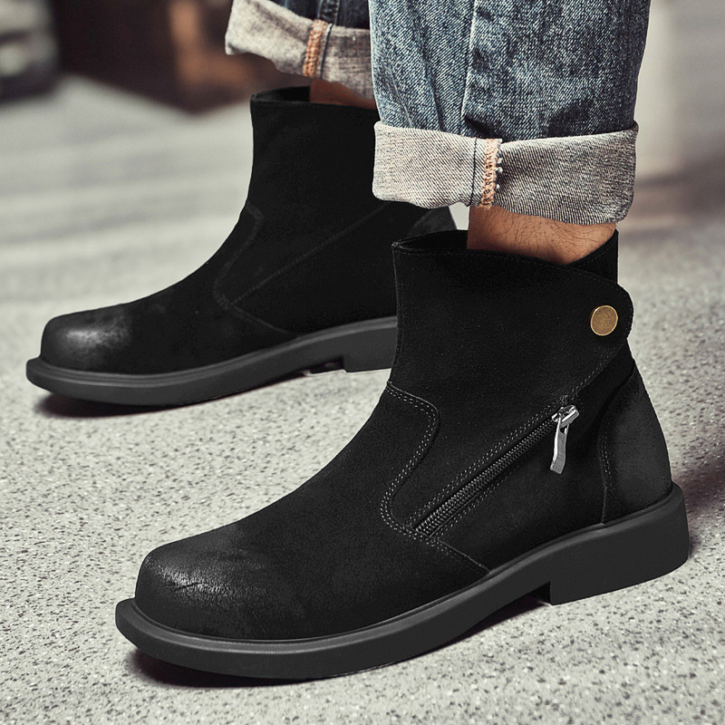 Vintage Cow Suede Mens Chelsea - Vintage Outdoor Fashion 评论和价格
