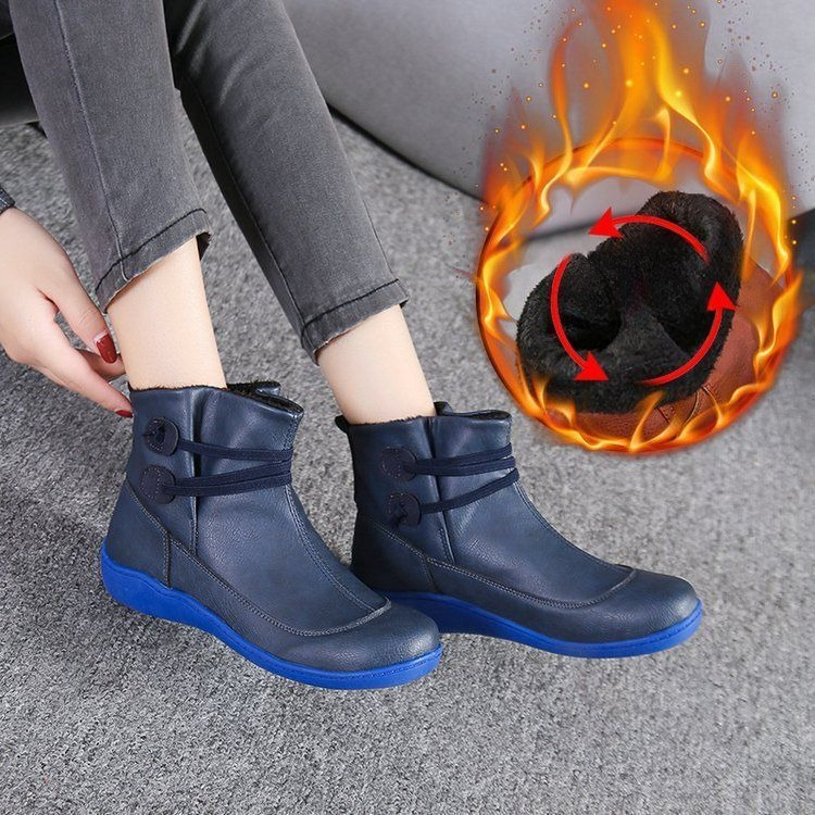 Women Vintage Round Toe PU Lea - Vintage Fashion Boots 评论和价格