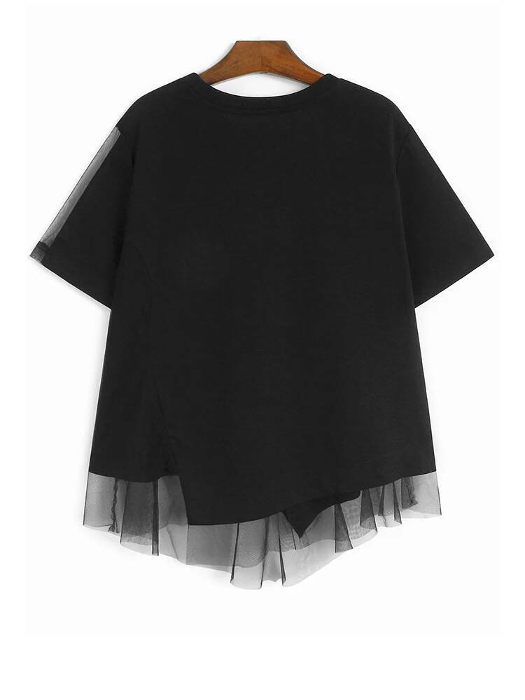 Women Black Mesh Irregular Spl - Vintage Fashion Build 评论和价格