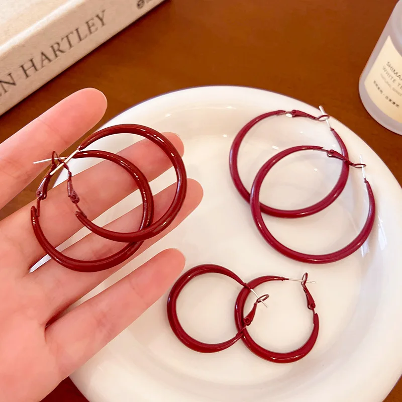 Charm Trendy Wine Red Color Ge - Vintage Fashion Korea 评论和价格